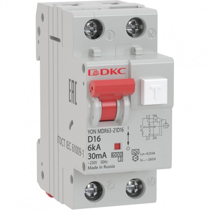 АВДТ DKC с защитой от сверхтоков YON (2п, 30mA) MDR63-22C20-A